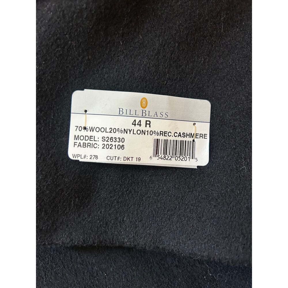 Bill Blass Black Label Overcoat 44R Black Cashmere Blend Wool Coat - Picture 4 of 9